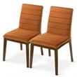 Seattle Mid Century Modern Dining Chairs in Burnt Orange Velvet ( Set of 2)