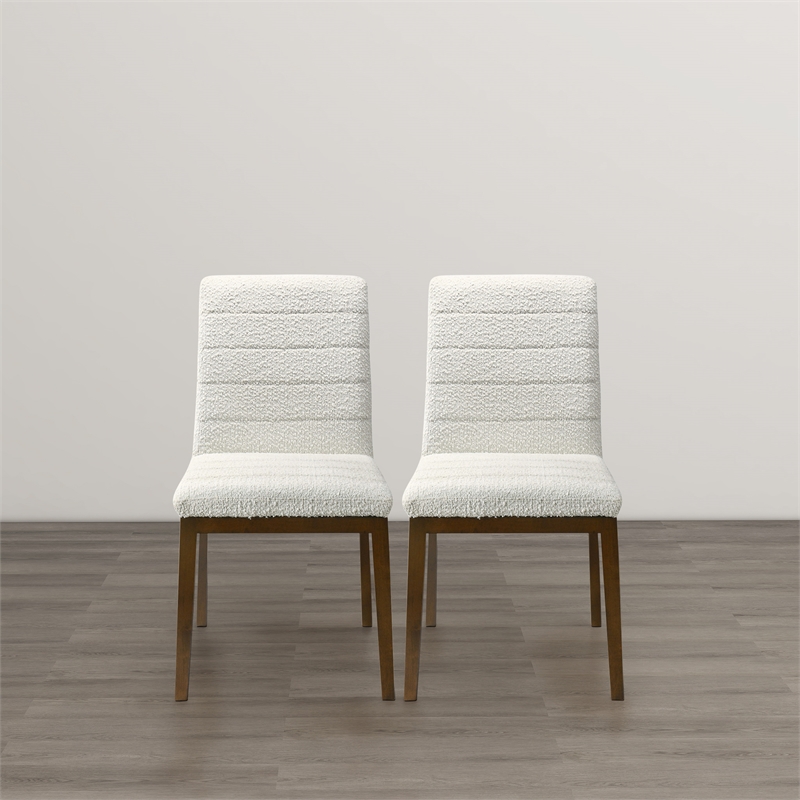 Seattle Mid Century Modern Dining Chairs in White Fabric ( Set Of 2)
