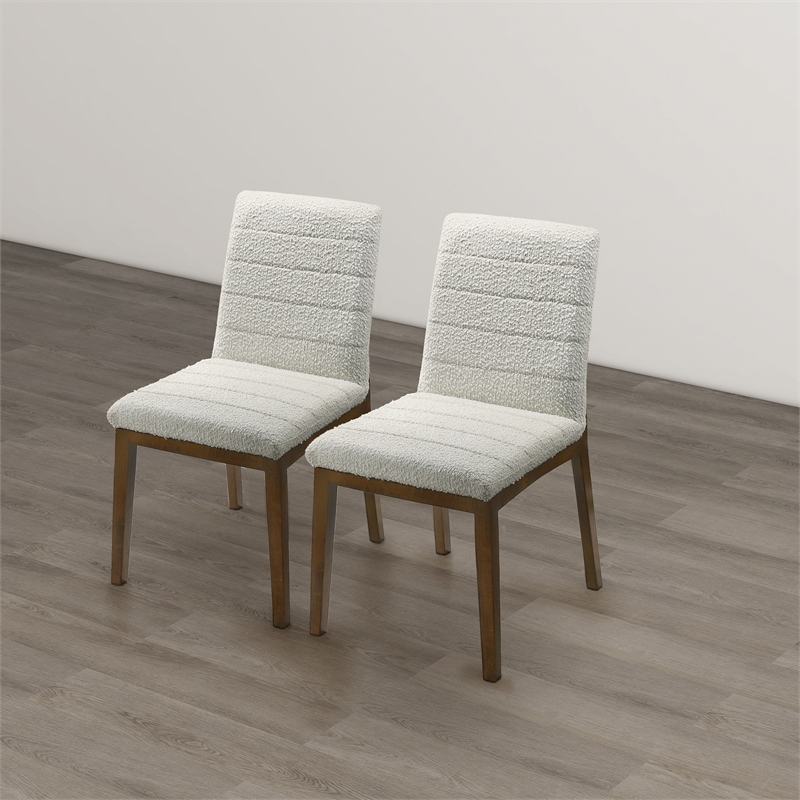 Seattle Mid Century Modern Dining Chairs in White Fabric ( Set Of 2)