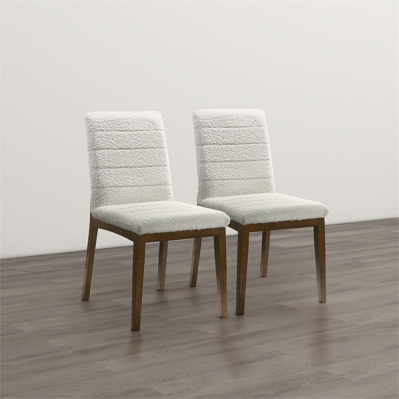 Seattle Mid Century Modern Dining Chairs in White Fabric ( Set Of 2)