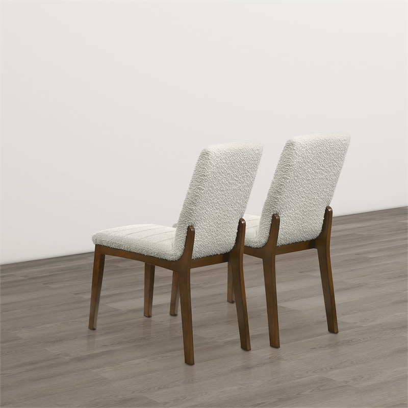 Seattle Mid Century Modern Dining Chairs in White Fabric ( Set Of 2)