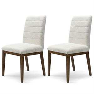 Seattle Mid Century Modern Dining Chairs in White Fabric ( Set Of 2)