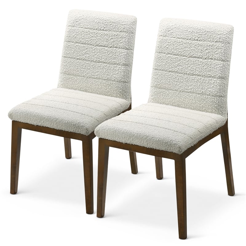 Seattle Mid Century Modern Dining Chairs in White Fabric ( Set Of 2)