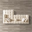Phoenix Mid Century Living Room Puffy Sectional Fabric Sofa in Ivory Boucle