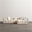 Phoenix Mid Century Living Room Puffy Sectional Fabric Sofa in Ivory Boucle