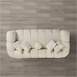 Columbus Mid Century Modern Living Room Puffy Fabric Sofa in Ivory Boucle