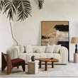 Columbus Mid Century Modern Living Room Puffy Fabric Sofa in Ivory Boucle