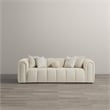 Columbus Mid Century Modern Living Room Puffy Fabric Sofa in Ivory Boucle