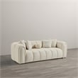 Columbus Mid Century Modern Living Room Puffy Fabric Sofa in Ivory Boucle