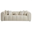 Columbus Mid Century Modern Living Room Puffy Fabric Sofa in Ivory Boucle