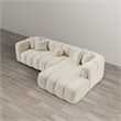 Columbus Mid Century Living Room Puffy Sectional Fabric Sofa in Ivory Boucle