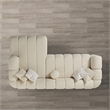 Columbus Mid Century Living Room Puffy Sectional Fabric Sofa in Ivory Boucle