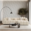 Columbus Mid Century Living Room Puffy Sectional Fabric Sofa in Ivory Boucle