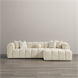 Columbus Mid Century Living Room Puffy Sectional Fabric Sofa in Ivory Boucle