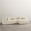Columbus Mid Century Living Room Puffy Sectional Fabric Sofa in Ivory Boucle