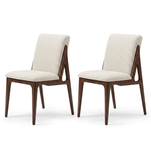 Portland Mid Century Modern Dining Chairs in Cream Fabric ( Set Of 2)