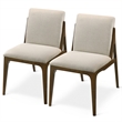 Portland Mid Century Modern Dining Chairs in Cream Fabric ( Set Of 2)