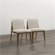 Portland Mid Century Modern Dining Chairs in Cream Fabric ( Set Of 2)