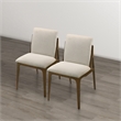 Portland Mid Century Modern Dining Chairs in Cream Fabric ( Set Of 2)