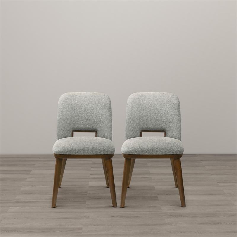 Tucson Mid Century Modern Dining Chairs in Light Gray Fabric ( Set Of 2)