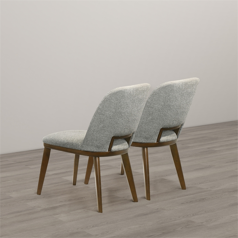 Tucson Mid Century Modern Dining Chairs in Light Gray Fabric ( Set Of 2)