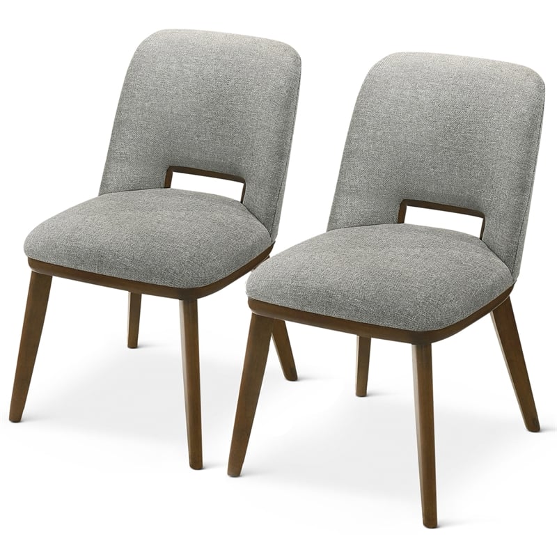 Tucson Mid Century Modern Dining Chairs in Light Gray Fabric ( Set Of 2)