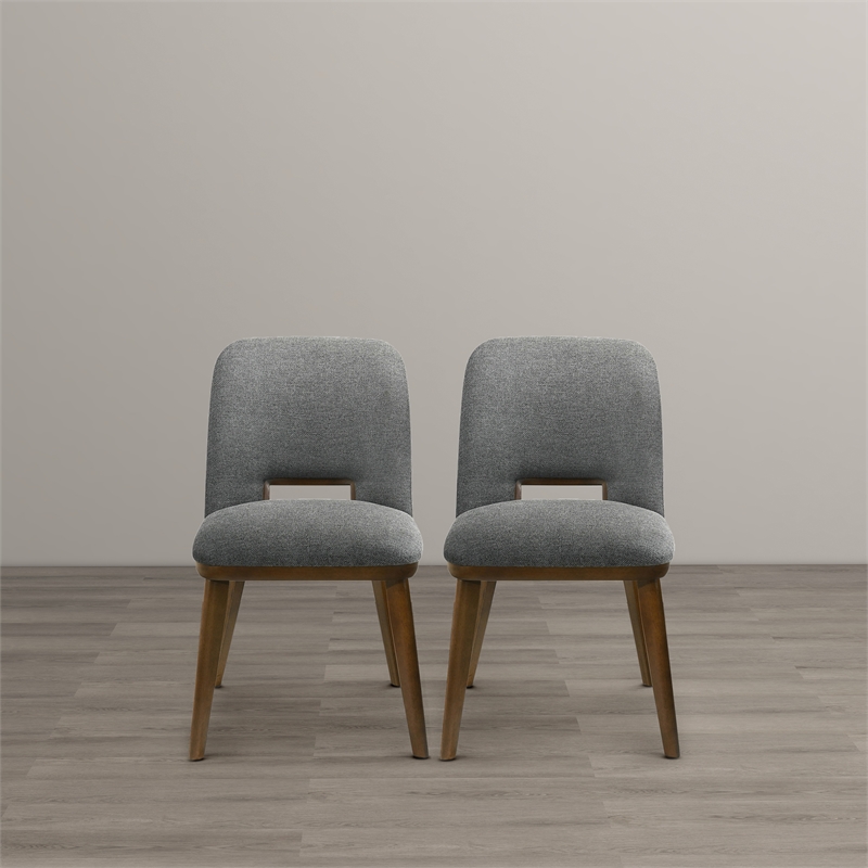 Tucson Mid Century Modern Dining Chairs in Dark Gray Fabric ( Set Of 2)