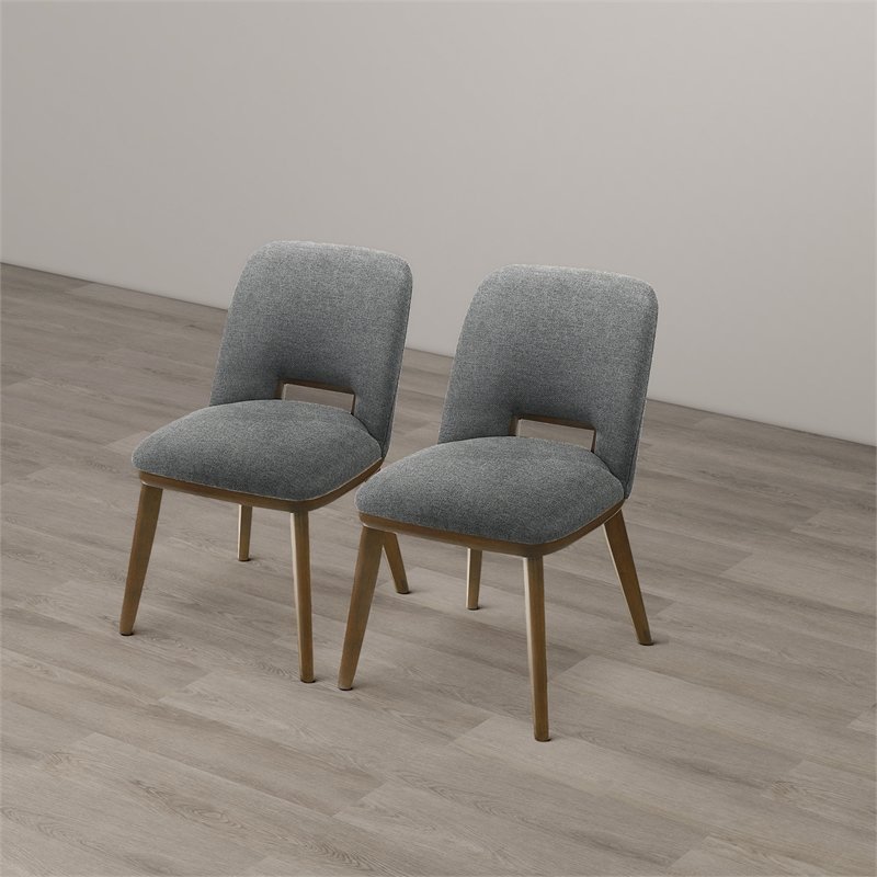 Tucson Mid Century Modern Dining Chairs in Dark Gray Fabric ( Set Of 2)