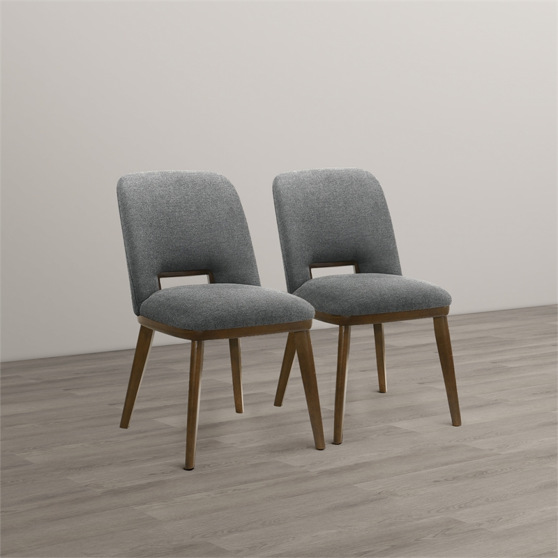Tucson Mid Century Modern Dining Chairs in Dark Gray Fabric ( Set Of 2)