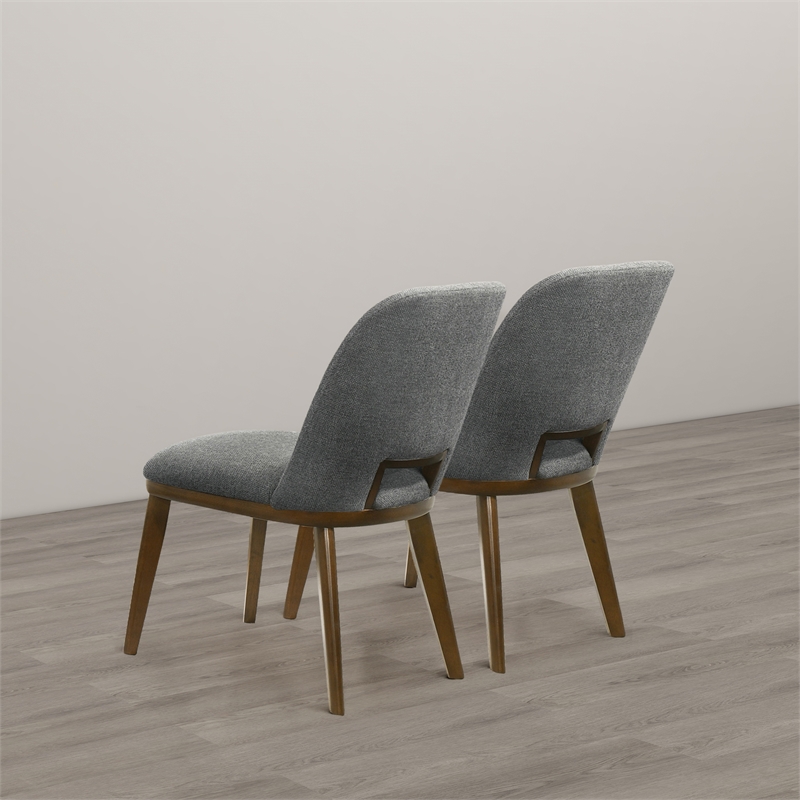 Tucson Mid Century Modern Dining Chairs in Dark Gray Fabric ( Set Of 2)