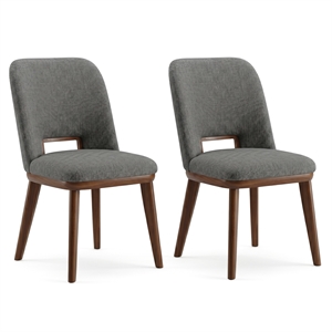 Tucson Mid Century Modern Dining Chairs in Dark Gray Fabric ( Set Of 2)