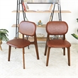 Korel Mid Century Modern Dining Chairs in Brown Vegan Leather (Set of 2)