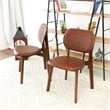 Korel Mid Century Modern Dining Chairs in Brown Vegan Leather (Set of 2)
