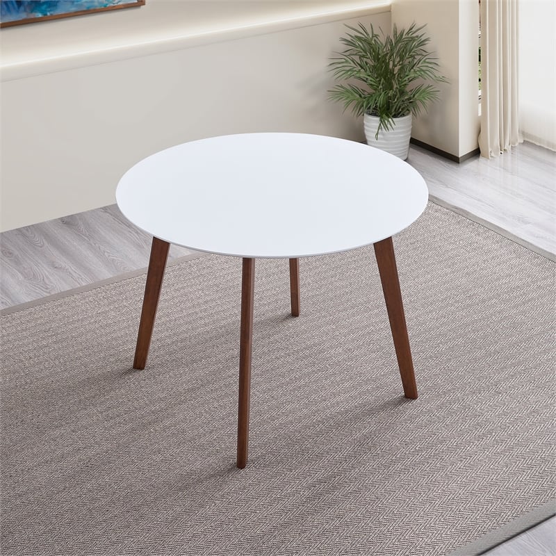 Karel Modern Solid Wood White Top Round Dining Table