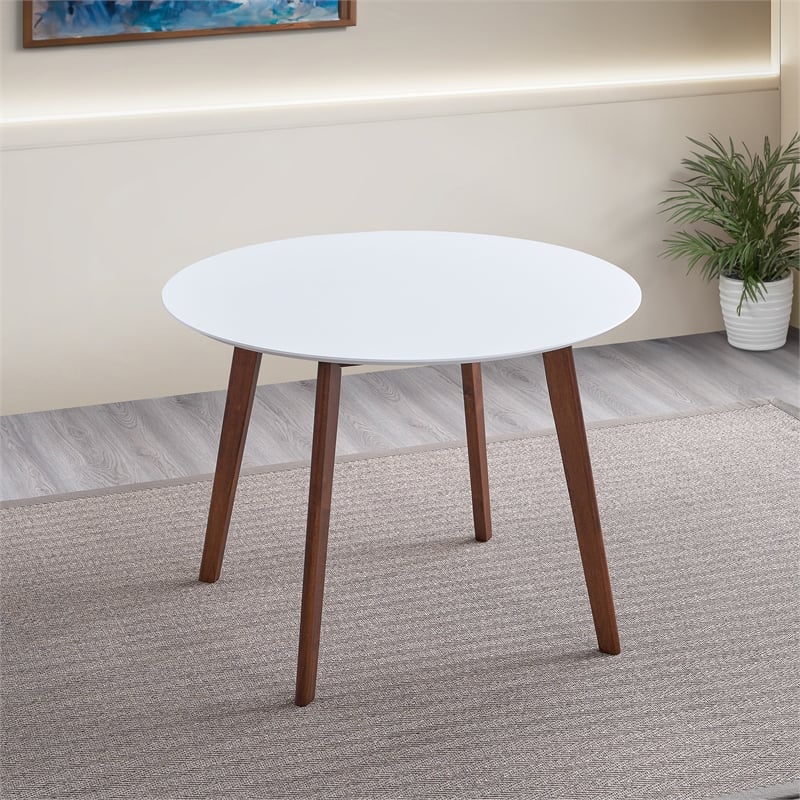 Karel Modern Solid Wood White Top Round Dining Table