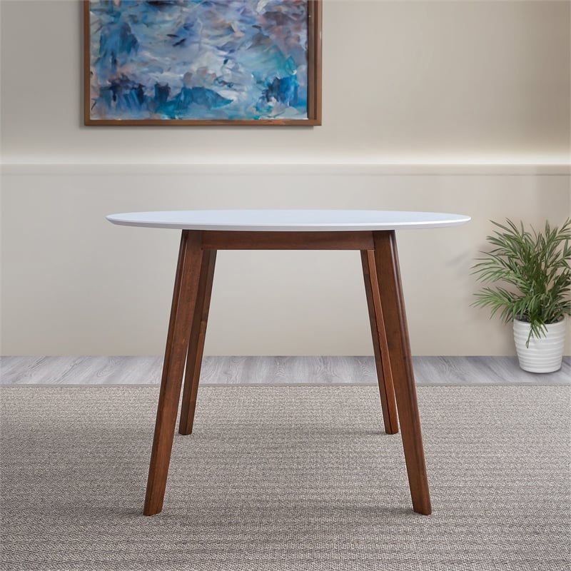 Karel Modern Solid Wood White Top Round Dining Table
