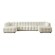 Hollis Mid Century Living Room U Shape Corner Fabric Sofa in Cream Boucle