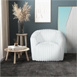 Farleigh Modern Living Room Round Back Soft Plush Fabric Swivel Chair in White