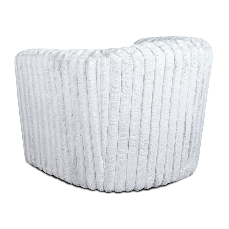 Farleigh Modern Living Room Round Back Soft Plush Fabric Swivel Chair in White