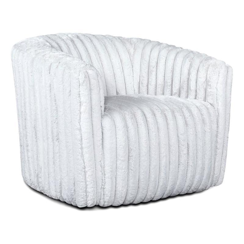 Farleigh Modern Living Room Round Back Soft Plush Fabric Swivel Chair in White