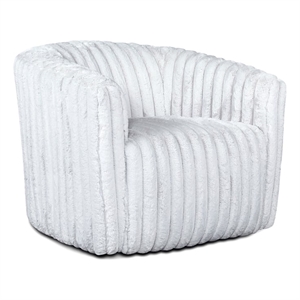 Farleigh Modern Living Room Round Back Soft Plush Fabric Swivel Chair in White