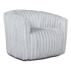 Farleigh Living Room Round Back Soft Plush Fabric Swivel Chair in Light Gray