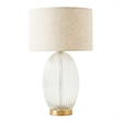 Radiant Glow Ribbed Glass & Metal Brass Table Lamp