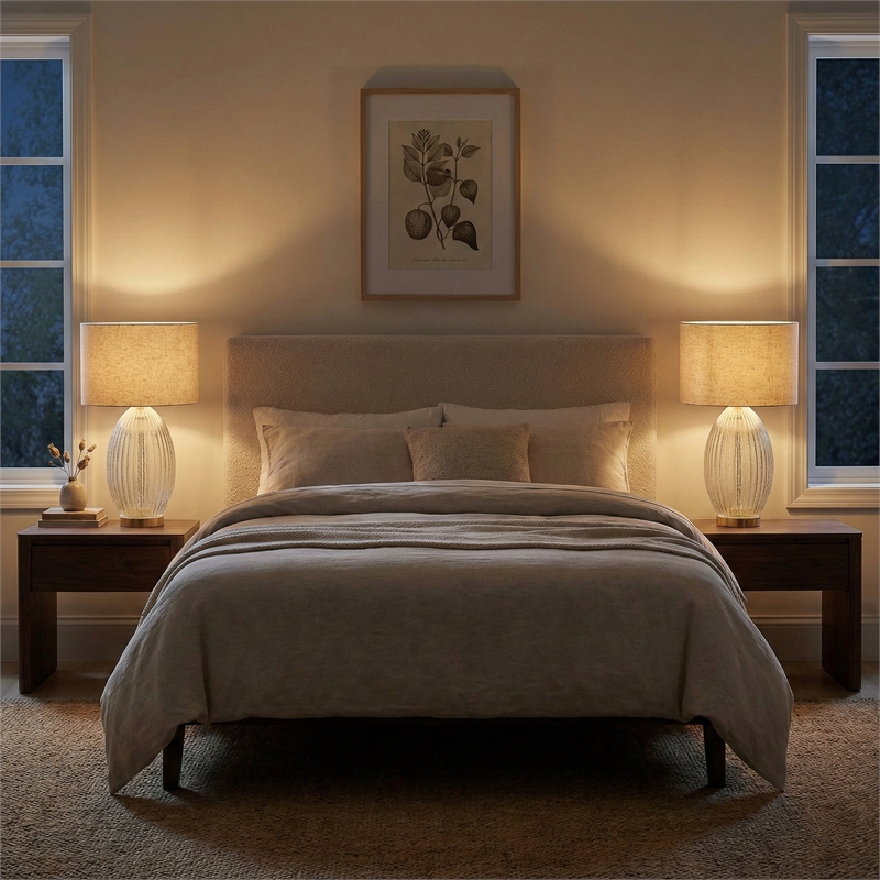 Radiant Glow Ribbed Glass & Metal Brass Table Lamp