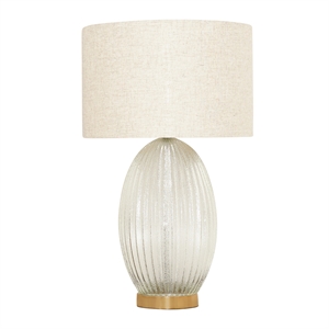 radiant glow ribbed glass & metal brass table lamp