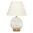Tranquil Glow Serenity Round Ribbed Glass&Metal Brass Table Lamp