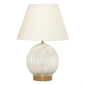 tranquil glow serenity round ribbed glass&metal brass table lamp