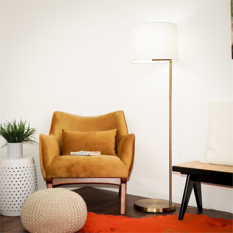 Luminaire Haven Offset Brass & Metal Brass  Base Floor Lamp