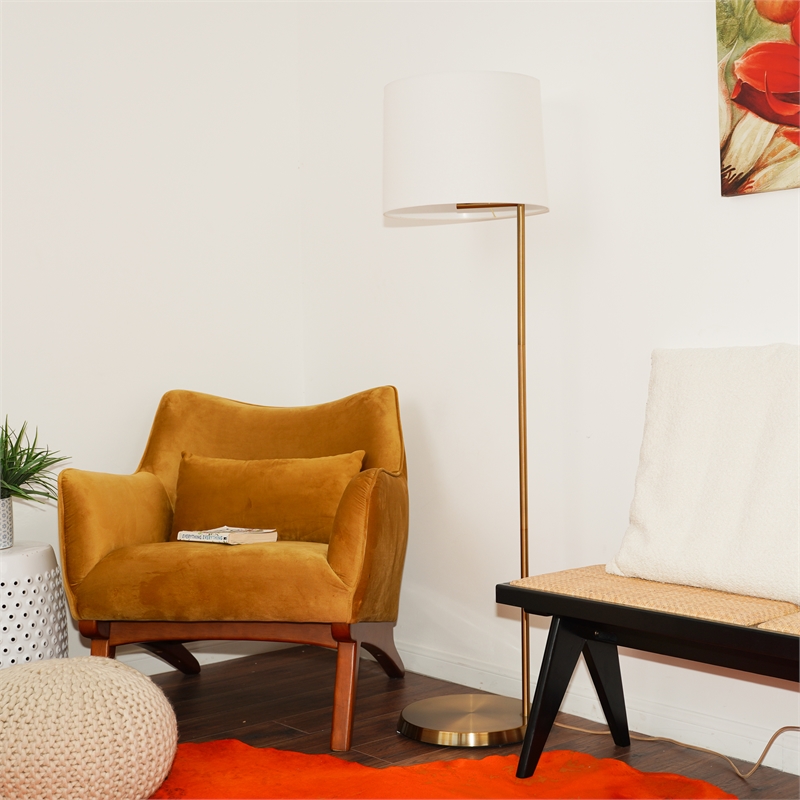 Luminaire Haven Offset Brass & Metal Brass  Base Floor Lamp