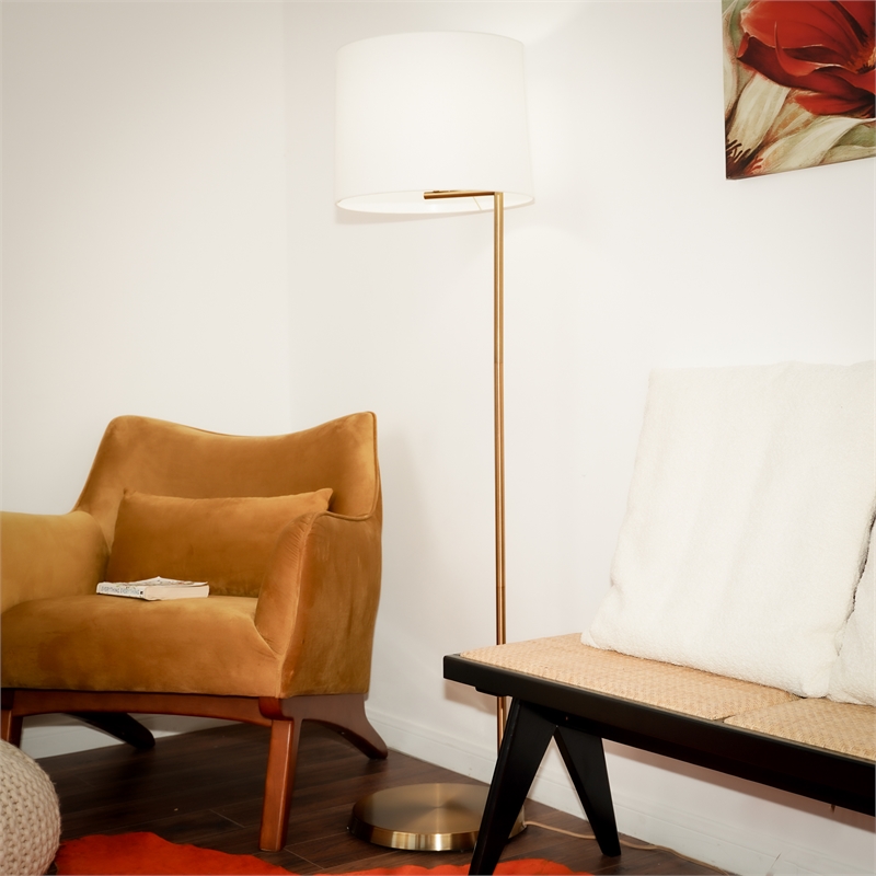 Luminaire Haven Offset Brass & Metal Brass  Base Floor Lamp